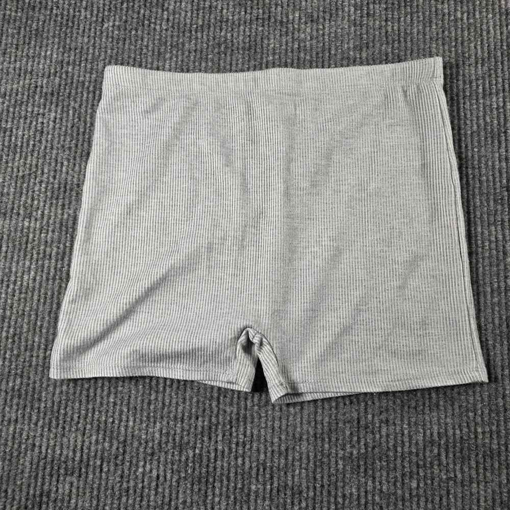 Jolie & Joy Heather Gray Ribbed‎ Knit Lounge Shorts Womens Large Elastic Waist